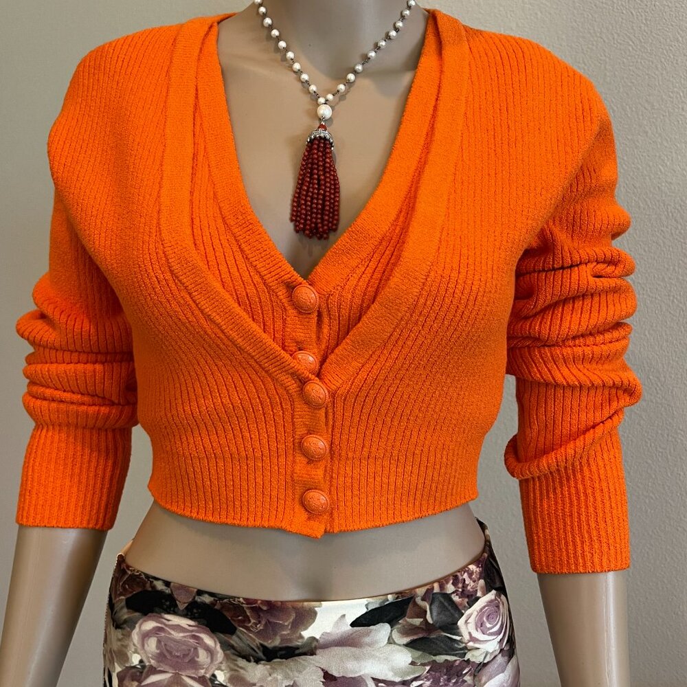 Derek Lam 10 Crosby Arden Double Layer Cardigan - Orange XS